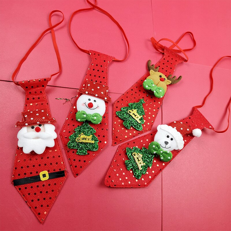Corbata ostentosa de lentejuelas para niños y niñas, accesorios de Cosplay de Papá Noel, Elk, muñeco de nieve, de Navidad