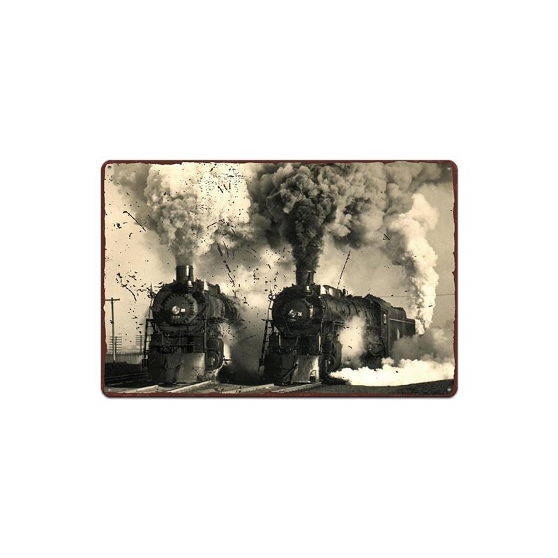 Vintage metalen bord met trein, treinplaatje, metalen vintage pub, grappig blikken bord, wanddecoratie voor bar, pub, club, borden: 1