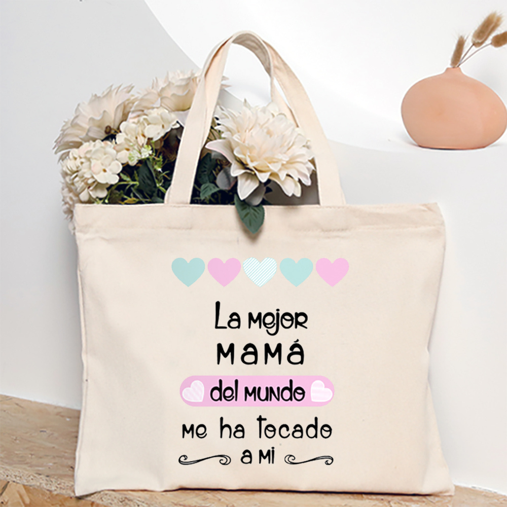 Tengo una mejor mamá del mundo, bolso de hombro estampado para mujer, bolso de lona, bolsos de compras para mujer, de cumpleaños para el día de la madre: Azul marino