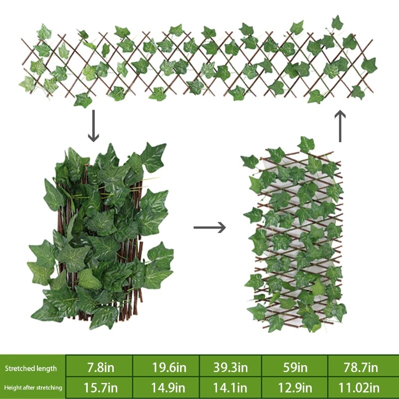 Garden Expandable Fence Privacy Screen for Balcony Patio Outdoor Decorative Faux Ivy Fencing Panel Artificial Hedges