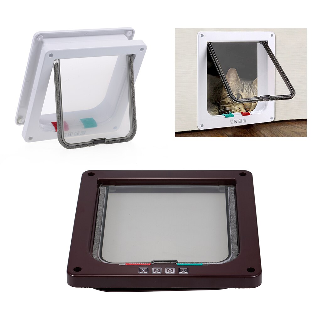 Dog Cat Door Security Flap Door 4 Ways Locking Automatically Close for Small Dogs Pet Supplies