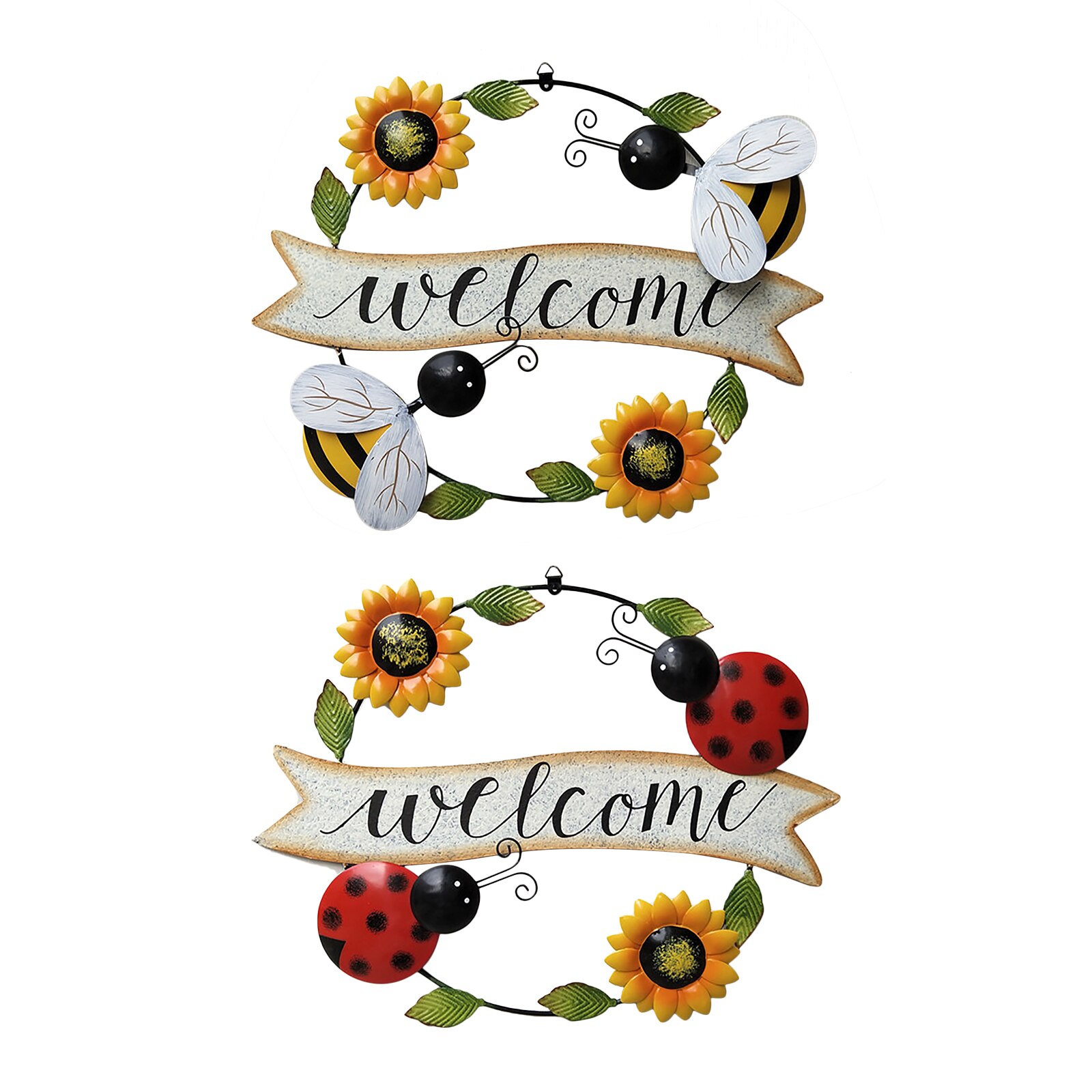 Teken Plaques Zonnebloem Welkom Little Bee Iron Ornamenten Muur Decoratie Thuis Gelieve Outdoor Krans Decoratieve Kleine Hanger