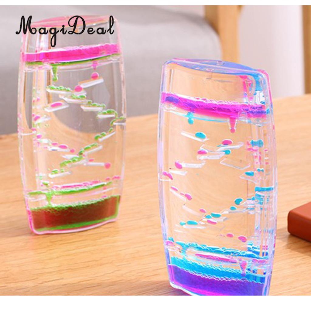 MagiDeal Kreative Quadrat Schwimm Öl Flüssigkeit Bewegung Timer Stunde Glas Leiter Zufällige Farbe