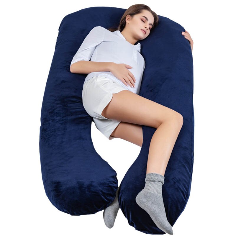 Tours complets Dos Ventre Coussin Protecteur pour Femmes De Maternité Oreiller de Lit Velours Dormeurs Latéraux Coussin Abdominal Future Maman Oreiller: blue-U Shape