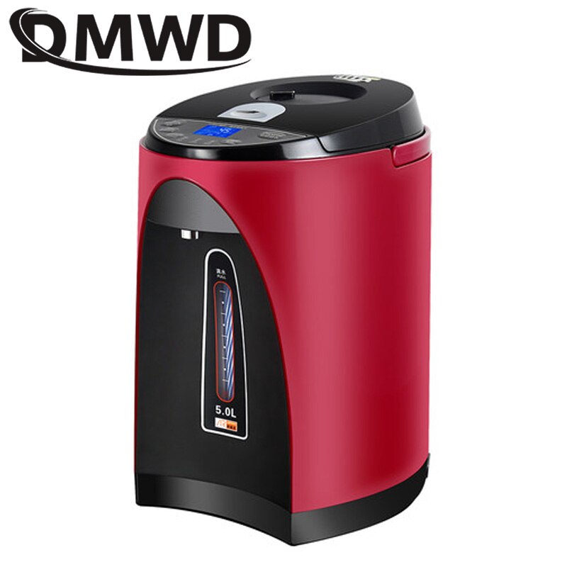 DMWD 5L Thermal Insulation Electric Kettle Stainless Steel Teapot Constant Temperature Heating Water Boiler Heater Bottle: Red