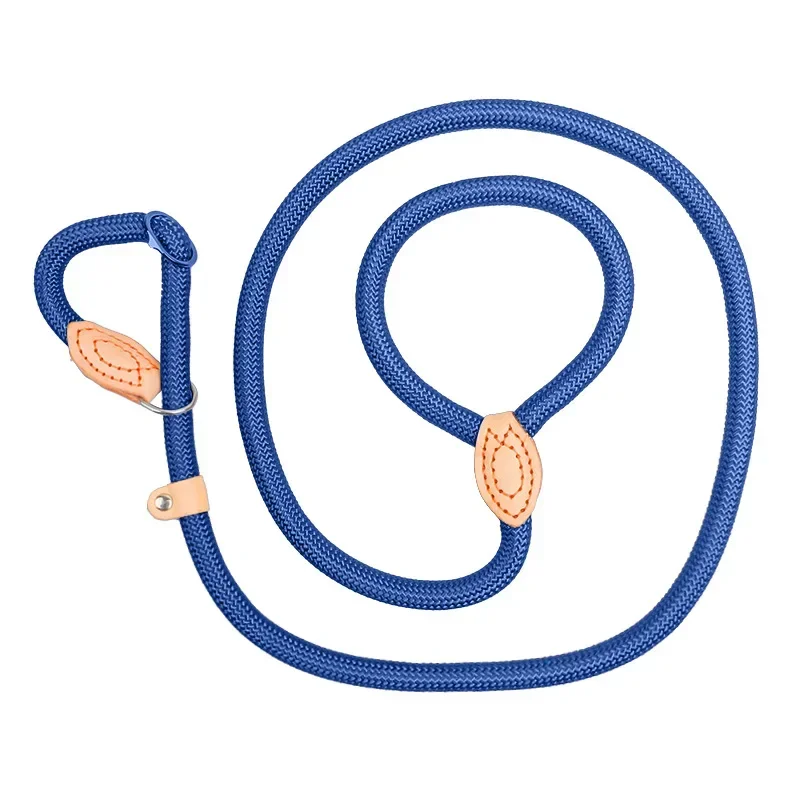 Correa para perro, cuerda antideslizante, correa de plomo, cuerda trenzada resistente, Collar de bucle ajustable, correas de entrenamiento para perros medianos y grandes, accesorios: M / Azul