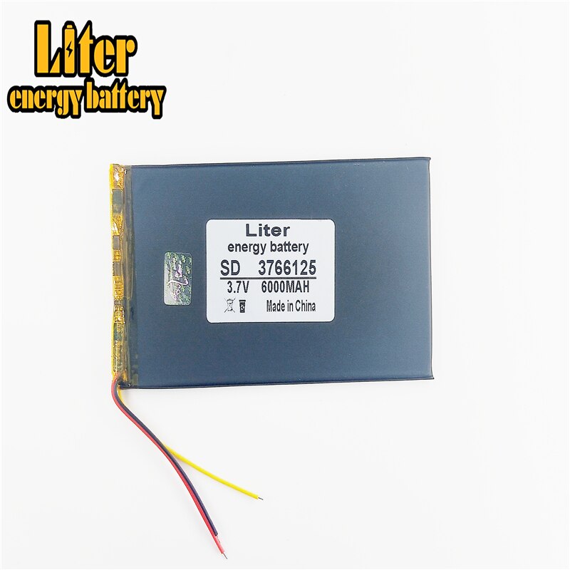 3 line 6000mah lithium polymer 3766125 3.7 V tablet battery V811 812 battery Pocket PC PDA Battery