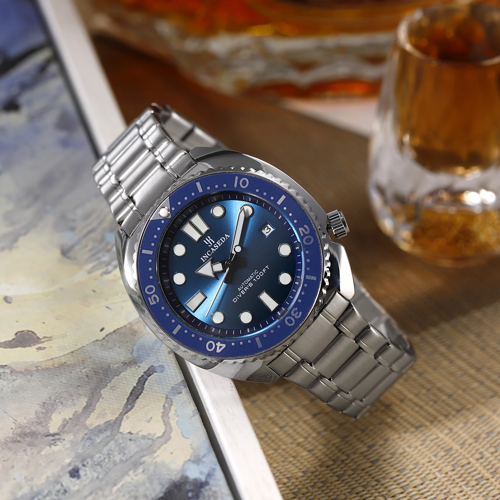 Nieuw INCASEDA topmerk luxe mode heren zakelijk horloge super lichtgevend automatisch mechanisch herenhorloge