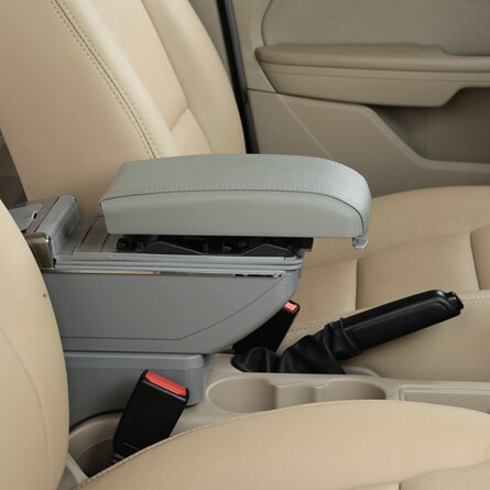 Accoudoir central en cuir synthétique pour ford ecosport, boîte de rangement, porte-gobelet, cendrier, accessoire de style automobile: D styke gris