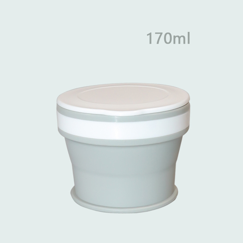 170/270/350ml Folding Silicone Draagbare Siliconen Telescopische Drinken Inklapbare koffie cup vouwen silica cup met Deksels reizen: 170ml Gray