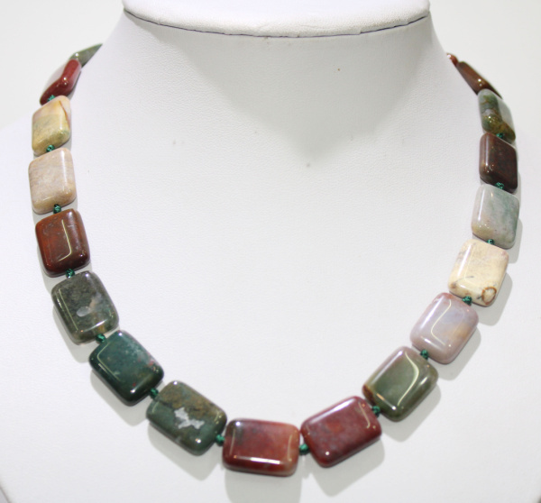 natural stone necklace crystal agates malachite tiger eye Square beads for women jewelry necklace vintage style 18 inches: NO.11