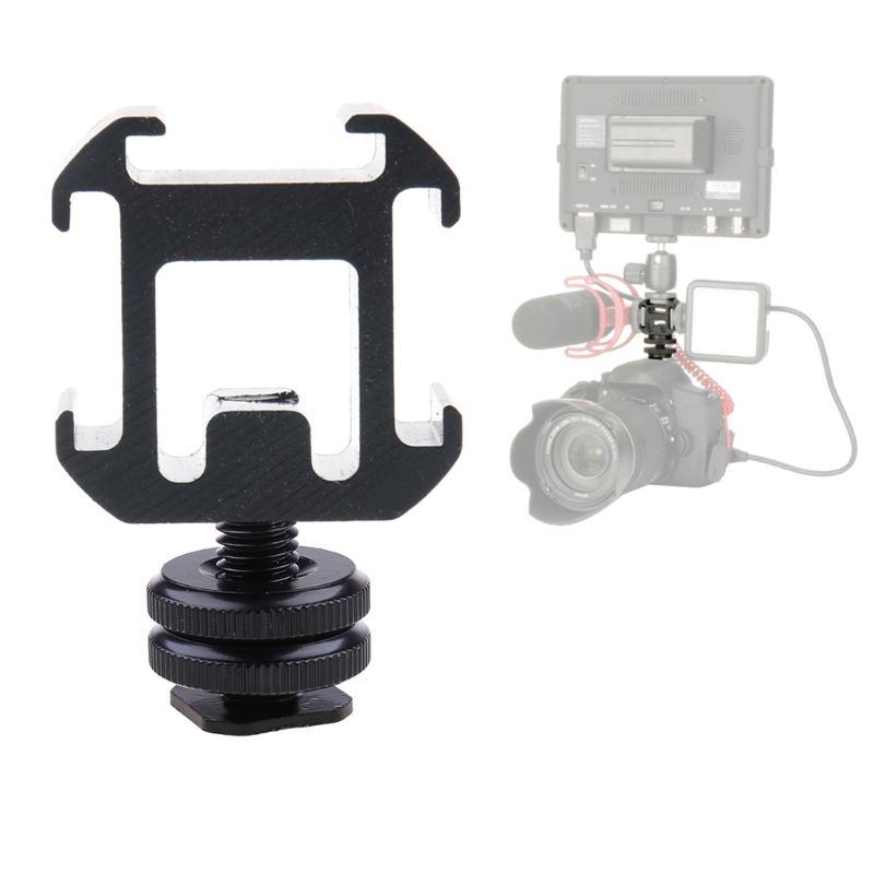 3 Shoe Mount Adapter Dual Screws Stand Holder for DSLR Camera Flash Light K3NB