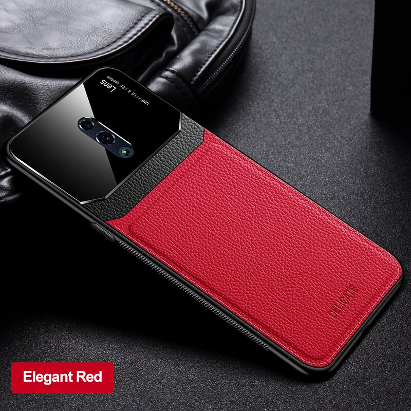 Für Oppo Reno 2Z Fall Luxus Leder Texure Plexiglas Harte PC Silikon Abdeckung Fall Für Oppo Reno 2 2F Telefon fall Stoßfest Capa: For Reno 6.4 Inch / Red