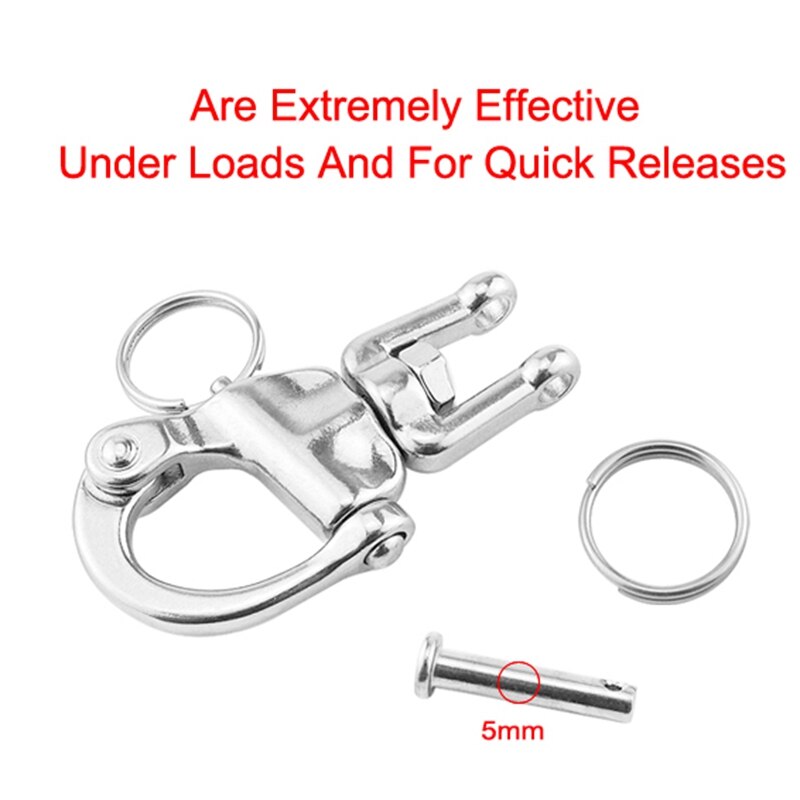 2PCS 316 Stainless Steel Swivel Shackle Quick Release Hook for Rock Climbing Diving Marine Hardware