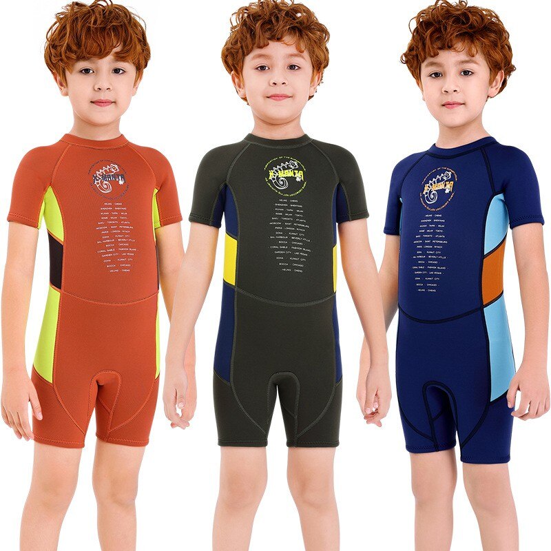 Stijl 2.5Mm Neopreen Kids Swimwears Duikpakken Shorts Mouwen Jongens Surfen Rash Guards Snorkel Kids Wetsuits