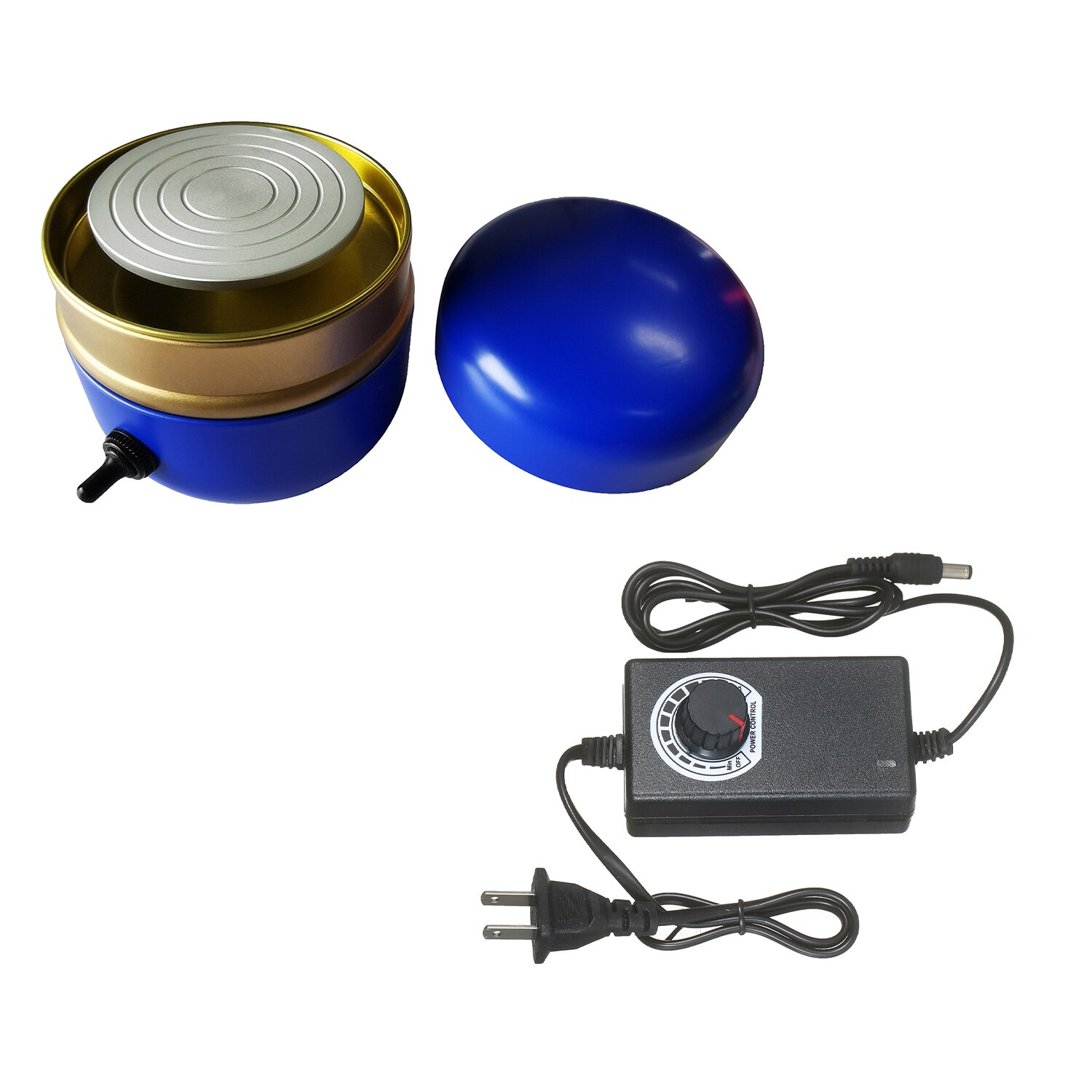 Mini Electric Pottery Wheel Portable Ceramic Machine with 6cm Turntable Clay Sculpting Wheel with Variable Speed and Clockwise: Royal Blue US 
