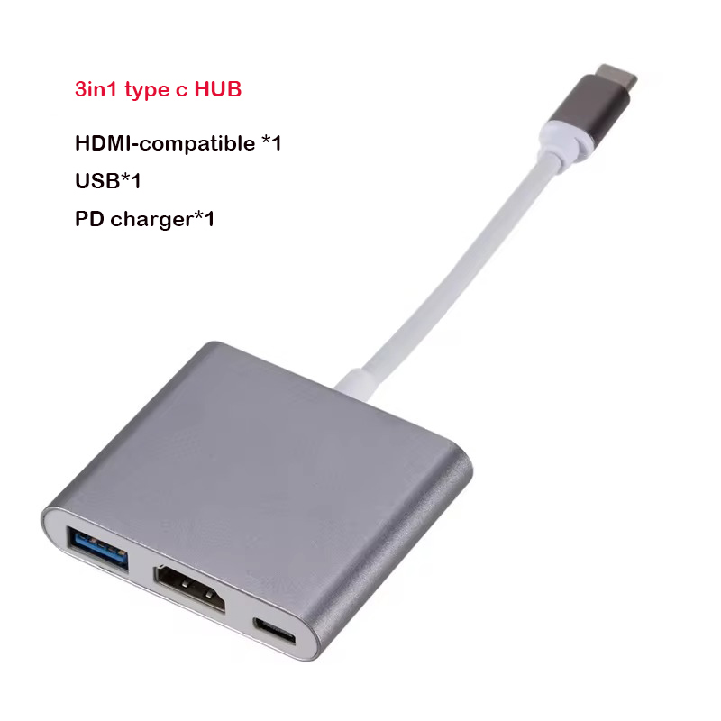 USB C To HDMI-Compatible VGA Adapter Type-C Digital AV Multiport Adapter Thunderbolt 3 Converter To 4K 1080P for MacBook: Red