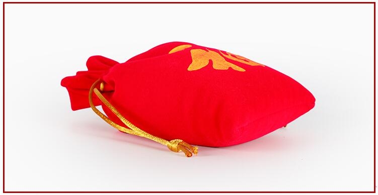 20pcs/lot 10x12, 11x15, 14x18, 16x20 cm Chinese Fu Red Velvet Drawstring Bags Year Decor Favors Christmas Package Pouch