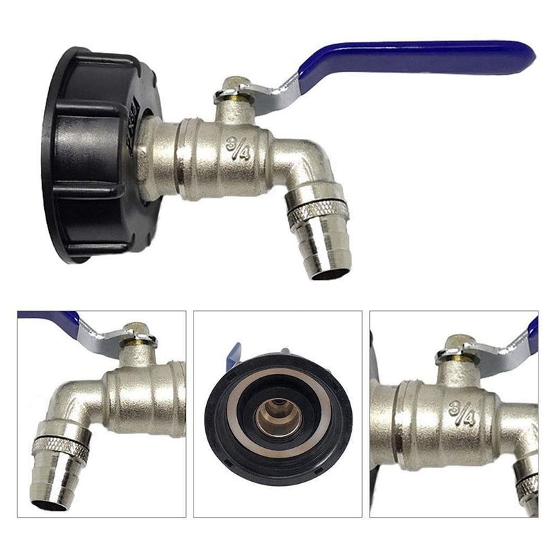 ¡Novedad! IBC, salida de bola, tanque de 3/4 pulgadas, adaptador de drenaje de alimentaria, tanque de 1000L, válvula de manguera de latón para contenedor de agua de lluvia, grifo