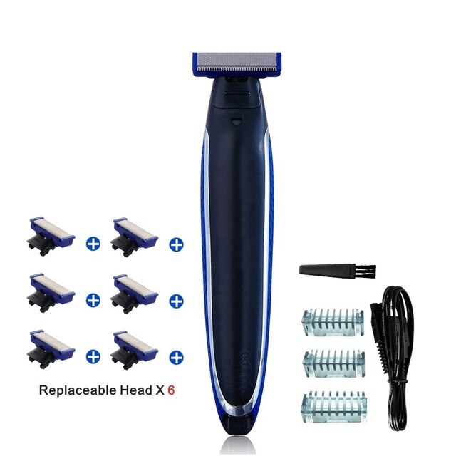 Razor USB Rechargeable Men Washable Rechargeable Electric Shaver Electric Shaving Beard Trimer Machine: Shaver head X 6