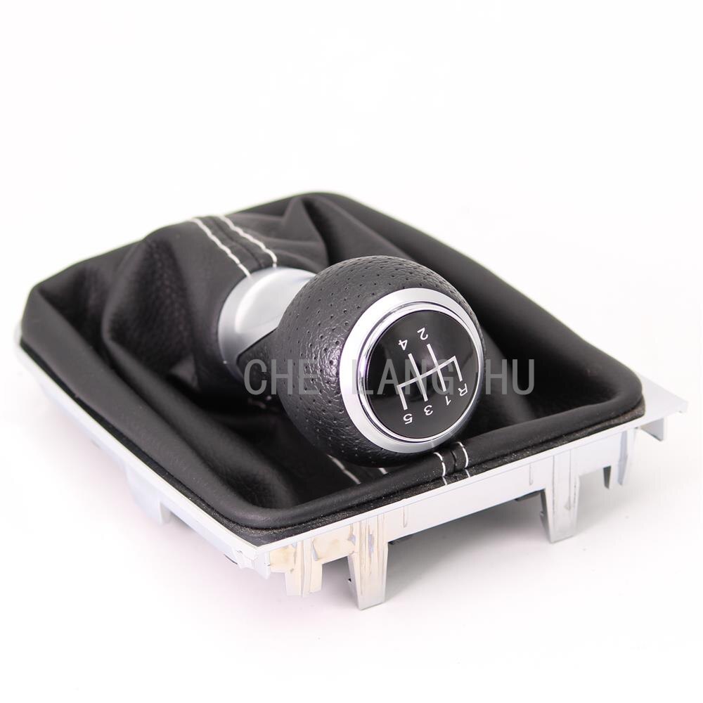 For vw golf 7 a7 mk7 gti gtd car-styling 5 speed 6 speed gear stick shift knob med svart skinnstøvel