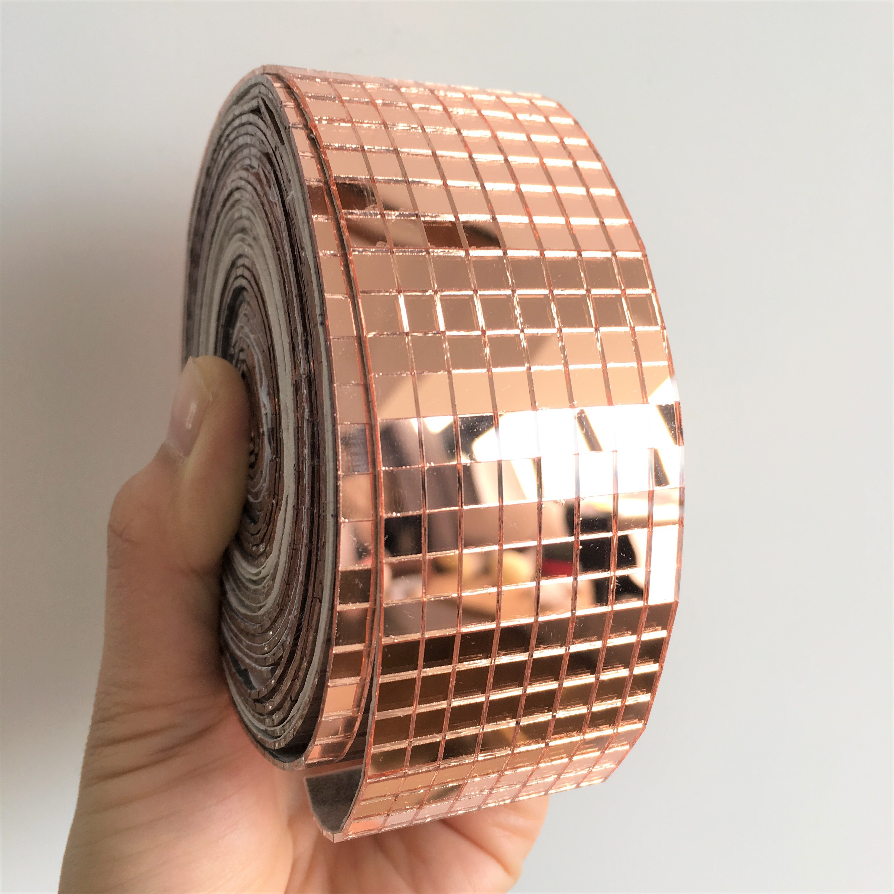 Licht Rose Goud Mozaïek Glas Spiegel Roll, Zelfklevende Mozaïek Tegel voor DIY Craft