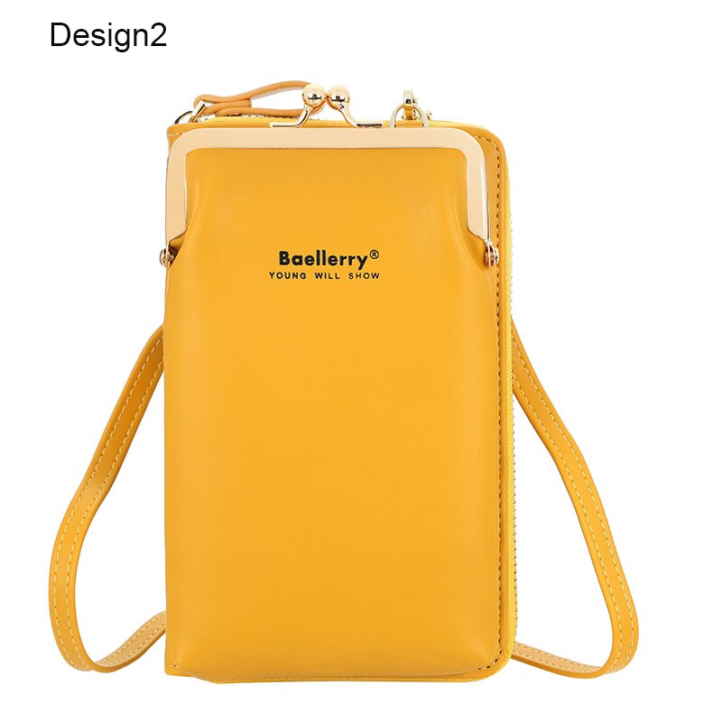 Colorful Small Cellphone Bag Female Daily Use Shoulder Bags Women Leather Mini Crossbody Messenger Bag Ladies Purse: Design2 Yellow