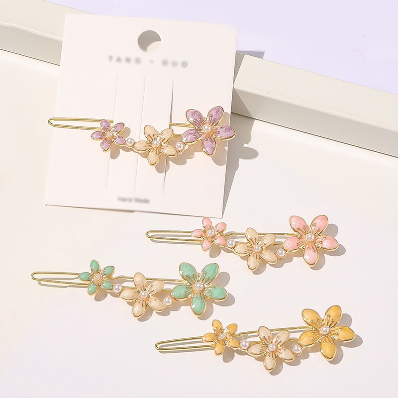 Vintage coloré perle épingles à cheveux géométrique papillon fleurs étoiles lune style pinces à cheveux doux coréen Barrette cheveux accessoires