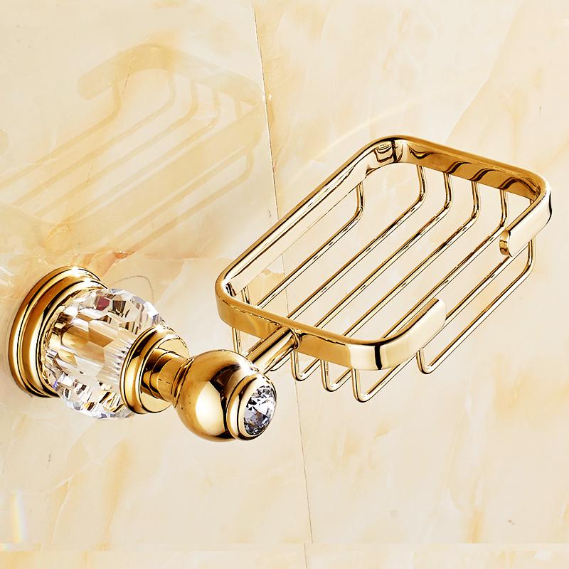Solid Brass Crystal Bathroom Accessories Set Polish Finish Gold Bathroom Hardware Set Europe Antique Bathroom Products ST1: Soap Net