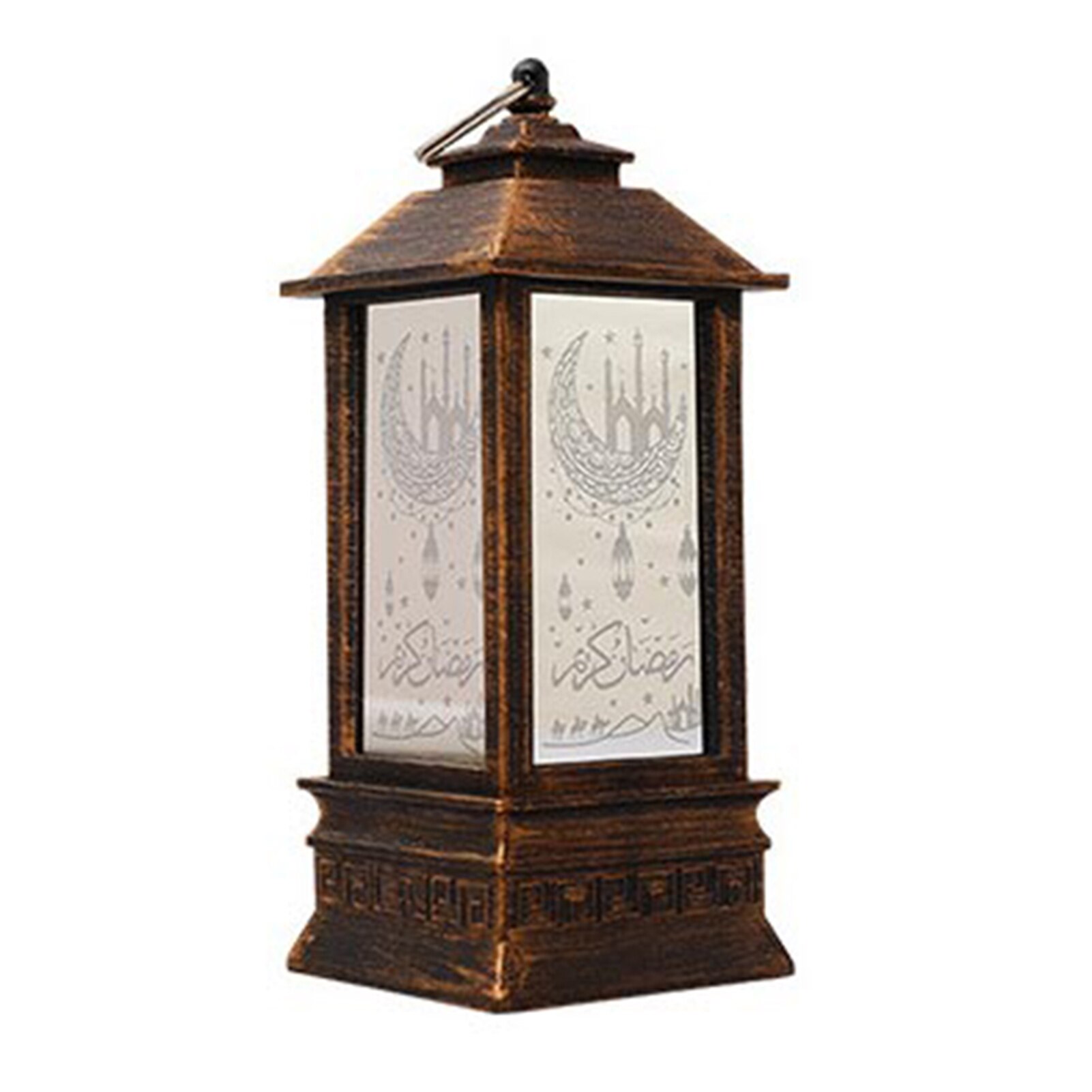 Ramadan Lantern Lamp Retro Style Eid Mubarak LED Lights Ornaments Party Hanging Decor For Home DC112: Bronze S