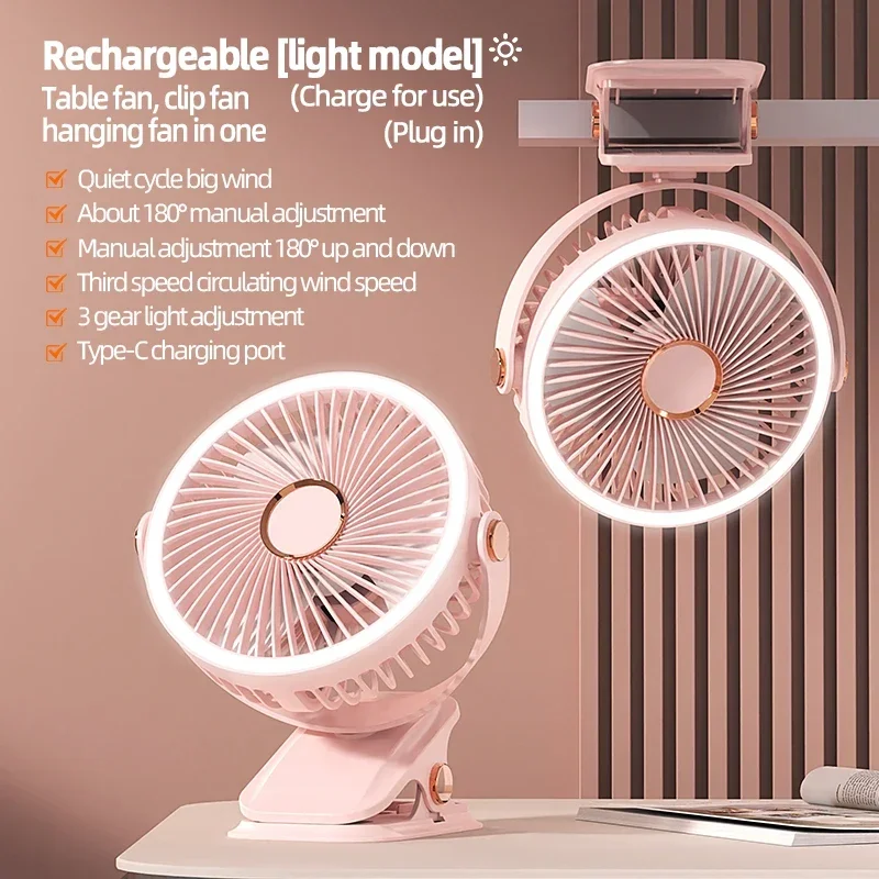 Ventilatore da campeggio 8000mAh Circolatore d'aria portatile da tavolo ricaricabile Ventilatore elettrico da soffitto senza fili con luce a portato Ventilatore domestico clip-in poi: Verde scuro