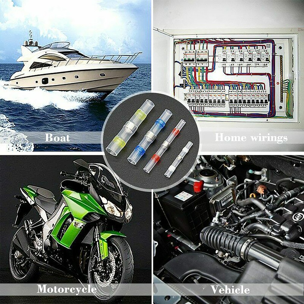 250 Pcs Solder Seal Wire Connectors Crimp Solder Butt Connectors Solder Connector Kit Automotive Marine Insulated