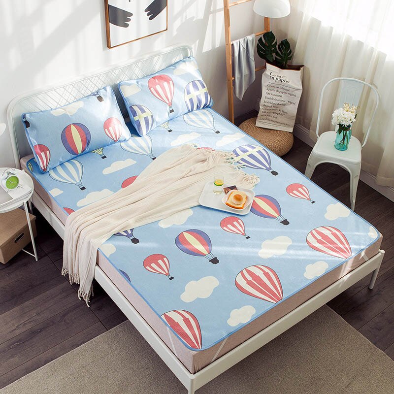 3 Stck Kühl Bett Matratze Mit Bettdecken Kissen Abdeckungen Ausgestattet Blatt setzt Mit Gel Für König Größe Bett Königin Größe: B / 90x190cm