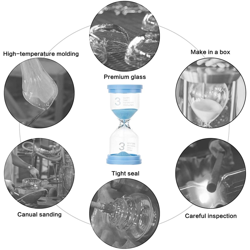 6Pcs Sand Timers for Kids and Classroom - Big Plastic Sand Hour Glass Hourglass Set Retail