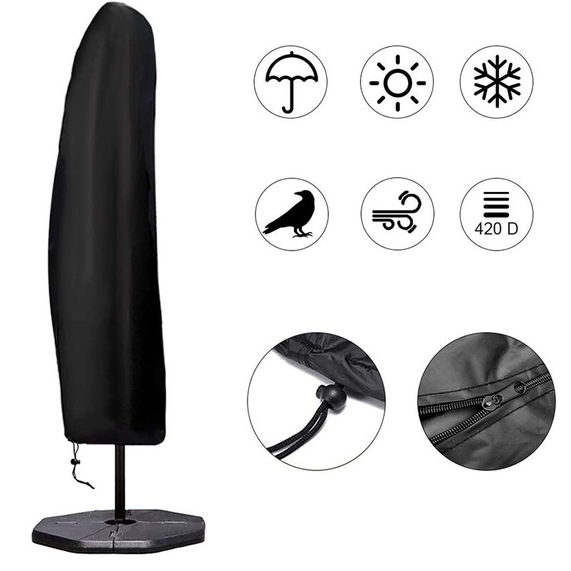 210D Polyester Cantilever Parasol Protective Cover Outdoor Dustproof Parasol Covers Rain Gear Umbrella Organization Bag 205*57cm