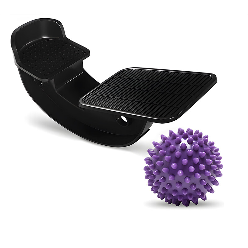 Estirador de pies basculante tobillo pantorrilla tabla de estiramiento Bola de masaje Yoga Fitness ejercicio masaje para tendinitis de Aquiles dolor en el talón: Negro