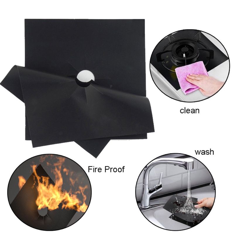 4 stuks herbruikbare aluminiumfolie gasfornuisbrander afdekking beschermhoes voering schoon mat bescherming vijl verwondingen