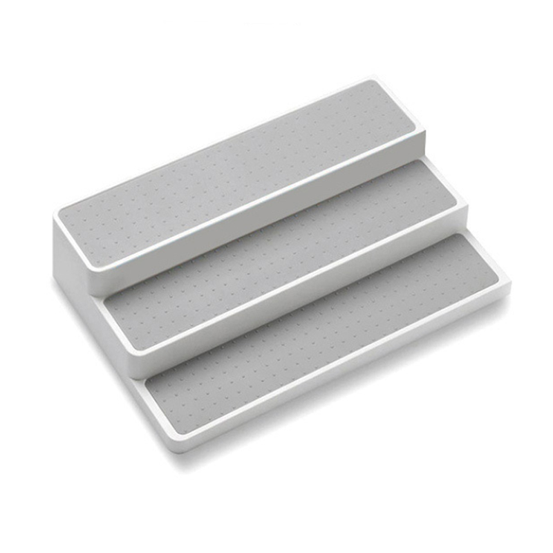 3 Tier Expandable Spice Storage Rack Organizer Plastic Kitchen Cabinet organizer storage Shelf Pantry Countertop Seasoning Rack: no extend