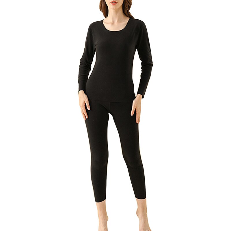Long Johns For Women Thermal Underwear Set For Winter Skin Winter Female Thermal Shirt Pajamas Winter Thermal: black / M
