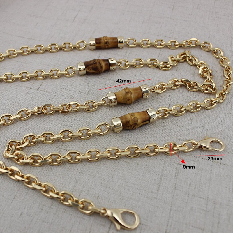 10X9cm Natural bamboo handles for bags replacement,retro hand made knit bag handbags bamboo chains for bag: 120cm Gold Chain 5pc