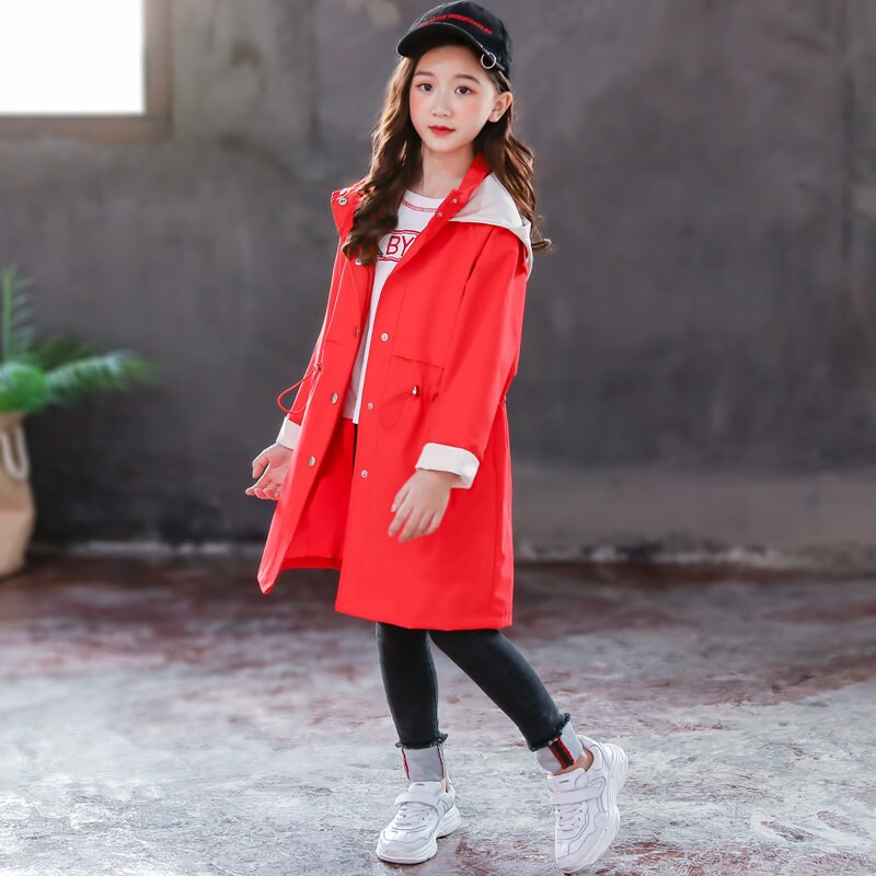 Girls trench coats kids windbreaker spring autumn teenage long coats outerwear for children clothes 5 7 9 11 13 Year