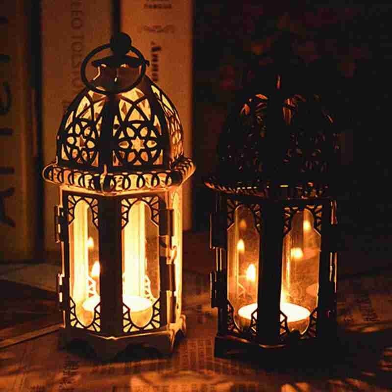 Fer forgé verre vent support de bougie chauffe-plat lanterne suspendue grand pour Patio intérieur extérieur événements fête de mariage 1PC