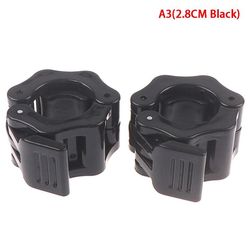 2 st styrkelyftstång gym hantel fitness bodybuilding 3 storlekar spinlock kragar skivstång krage lås hantel clips klämma: A3(2.8cm svart)