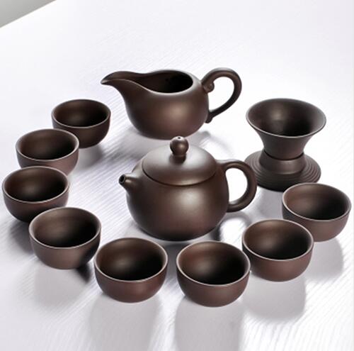 Ceramic Yixing Purple Clay Tea Set Kung Fu Pot Infuser Xishi Gaiwan Teapot Serving Cup Teacup Chinese Drinkware: Set C