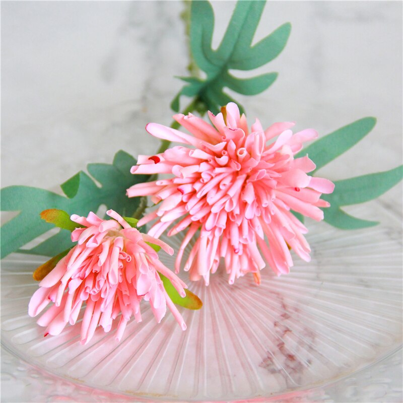 Super beautiful!crab claw chrysanthemum artificial flower bouquet simulation decoration wedding flower wall shooting props: dark pink