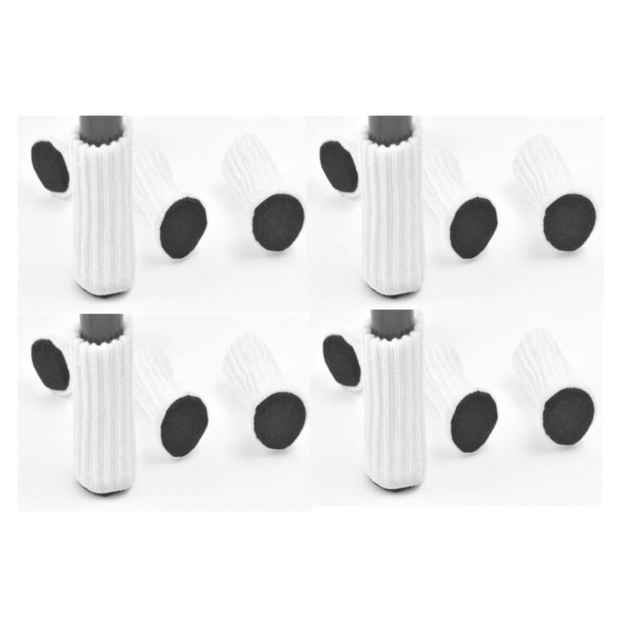Botines antideslizantes de doble capa para mesa y silla, botines de punto con costuras gruesas, fondo redondo, protección de piernas, taburete de Silla, 8/16 piezas: Cromado brillante