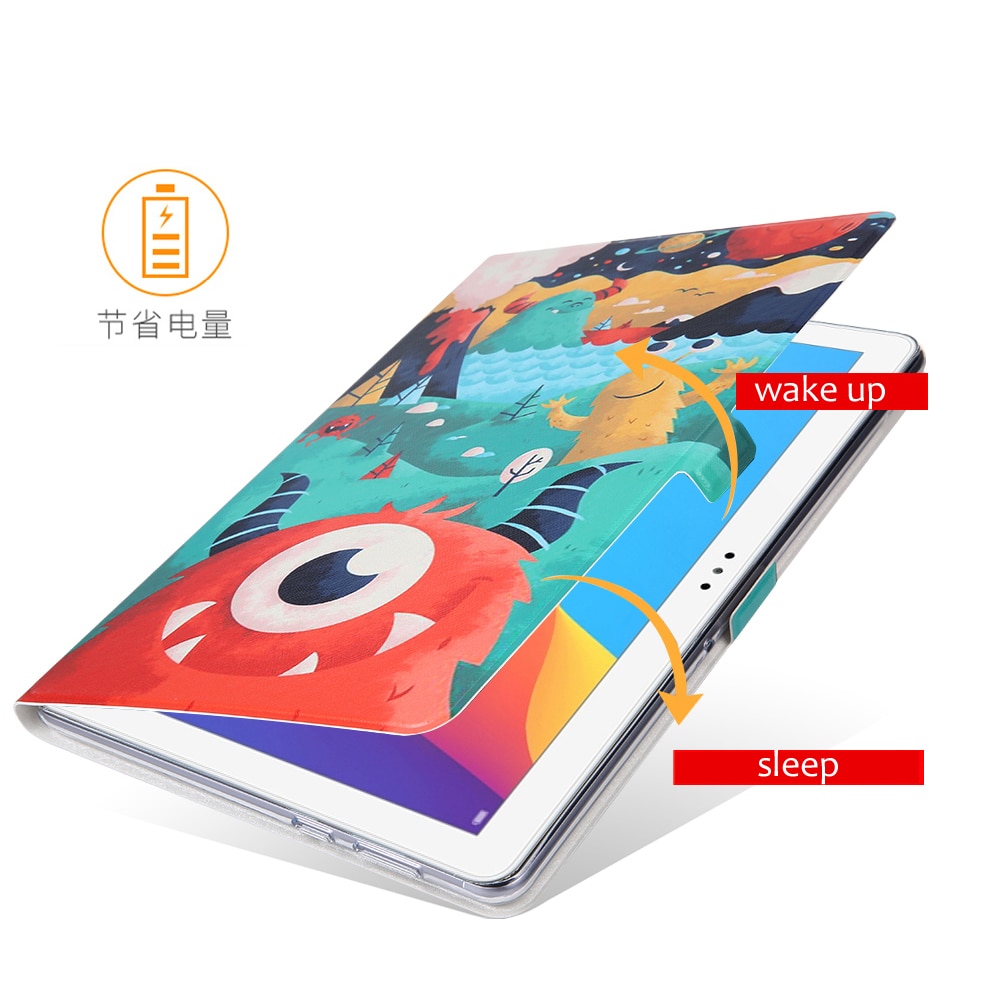 Étui pour tablette huawei mediapad  t5 10, 2-w09 en cuir pu 2-l09 2-l03 rabat 10.1