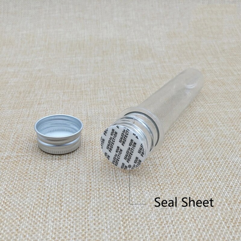 -50Pcs 40Ml Plastic Test Tube With Screw Cap Bottle Aluminum Cap Packing Tube With Pressure Sensitive Seal Candy Capsule 5.