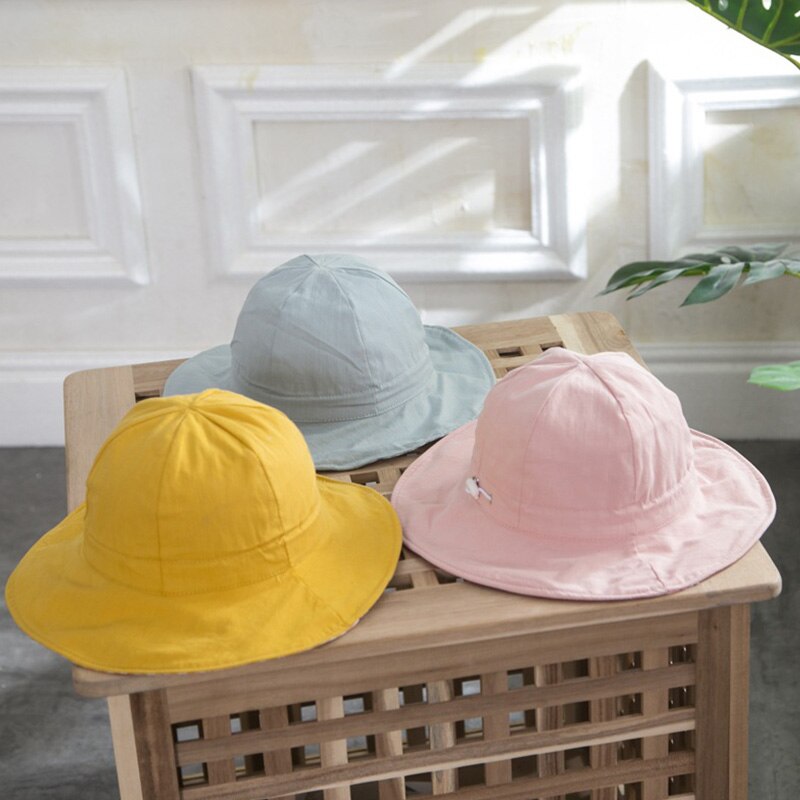 Sombrero de bebé para exteriores de verano, gorros de doble cara para niña, protección solar para chico, gorro de playa sólido, sombrero de algodón para niño, sombrero de cubo de niños