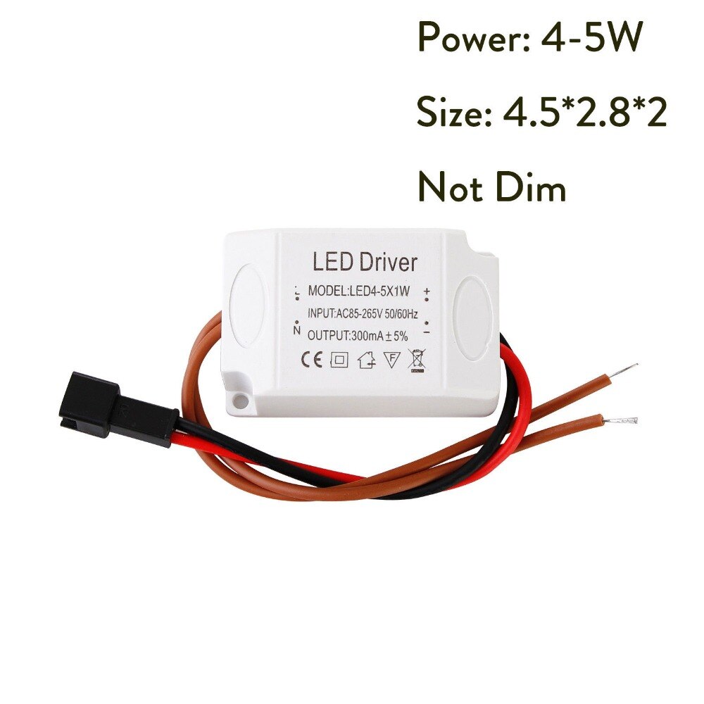 Led konstant driver 85-265v 1-3w 4-5w 4-7w 8-12w 18-24w 300ma strømforsyning lystransformatorer til led-loft downlight-belysning: 4-5w